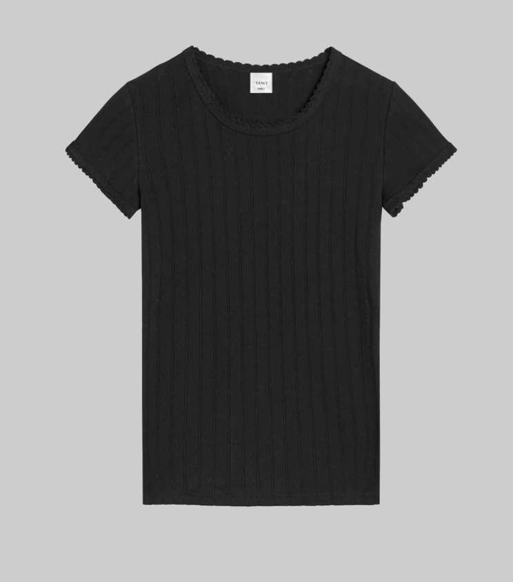 Pointelle Slim Tee -Black