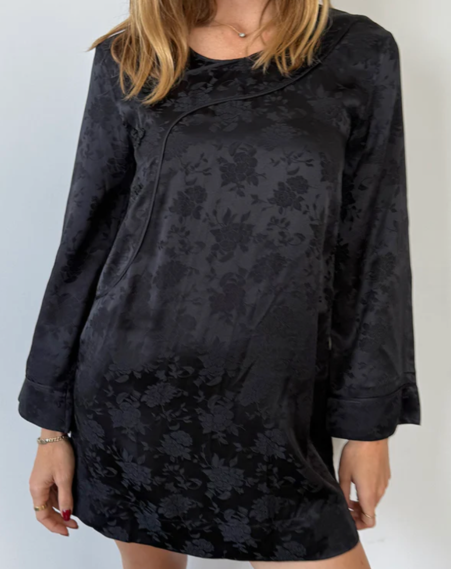 Loa Black Jacquard Dress