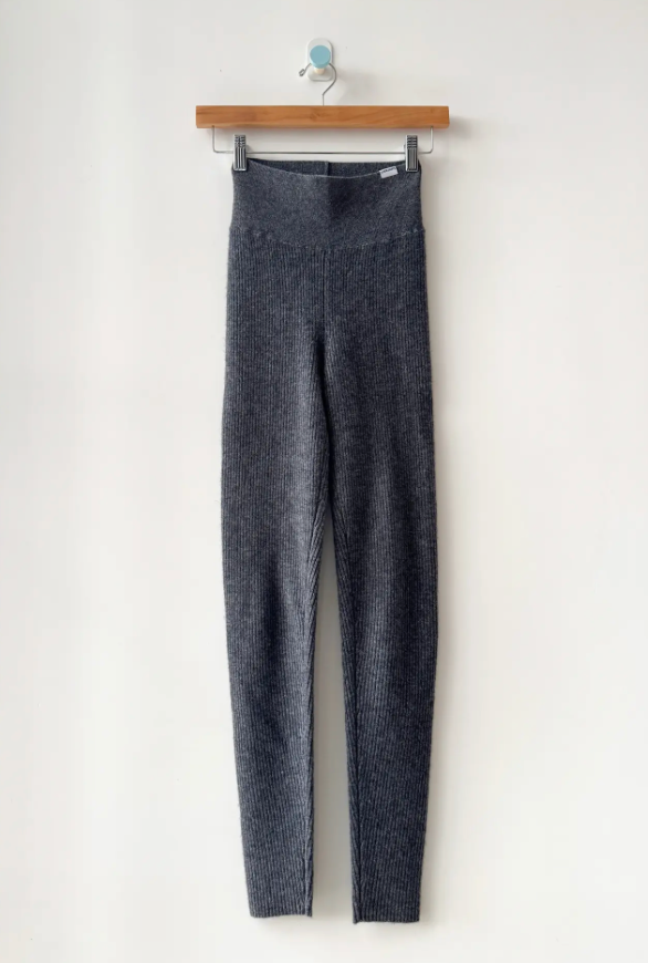 Cashmere Ribbed Leggings - Charcoal