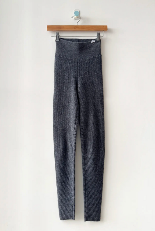 Cashmere Ribbed Leggings - Charcoal