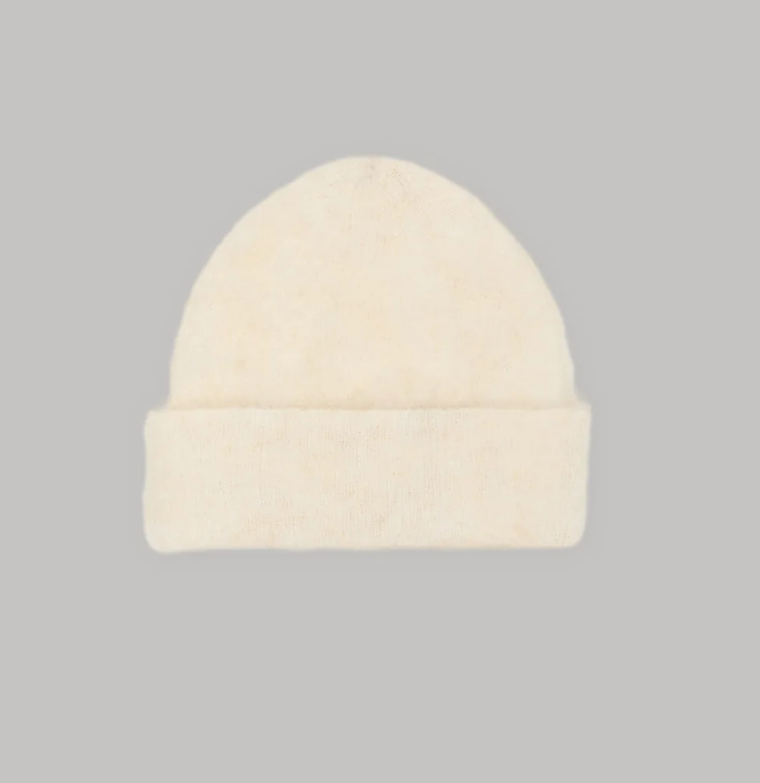 Brushed Mohair Beanie in Wheat