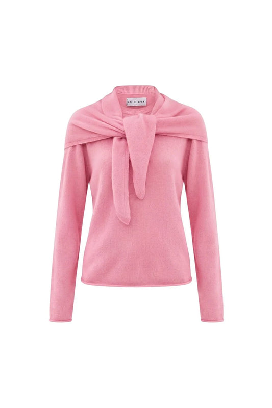 Softest Tissue Scarf Tie Top- Pink
