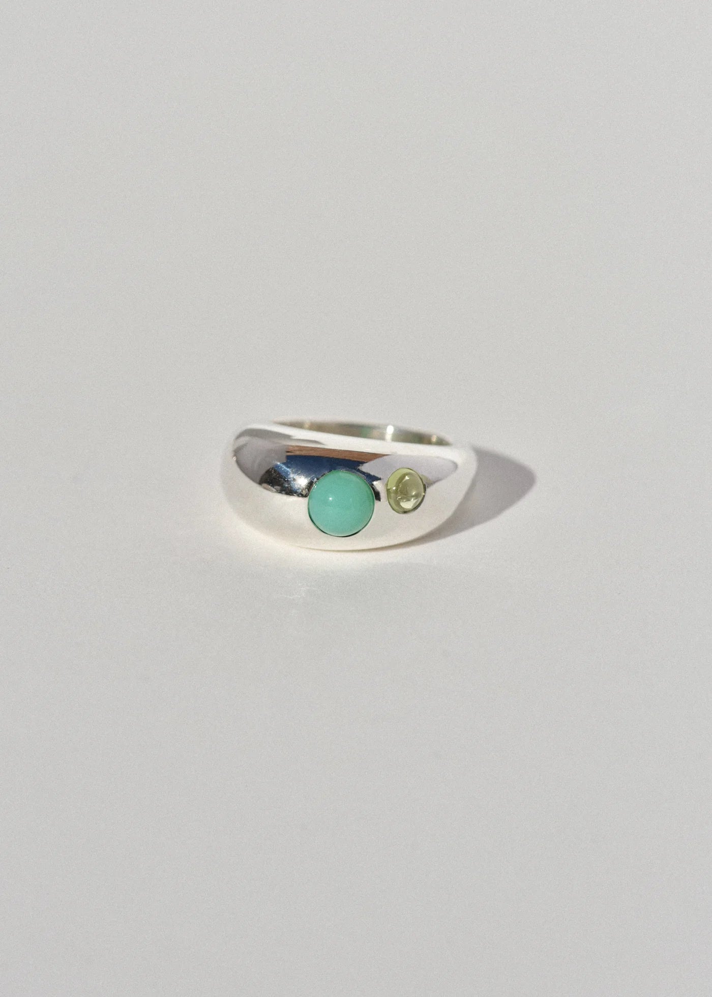 Pebble Ring Sterling Silver with Chrysoprase & Peridot