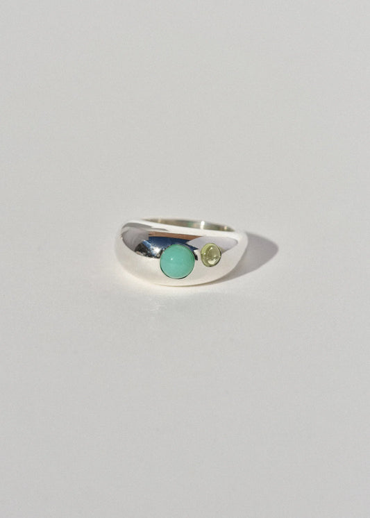 Pebble Ring Sterling Silver with Chrysoprase & Peridot