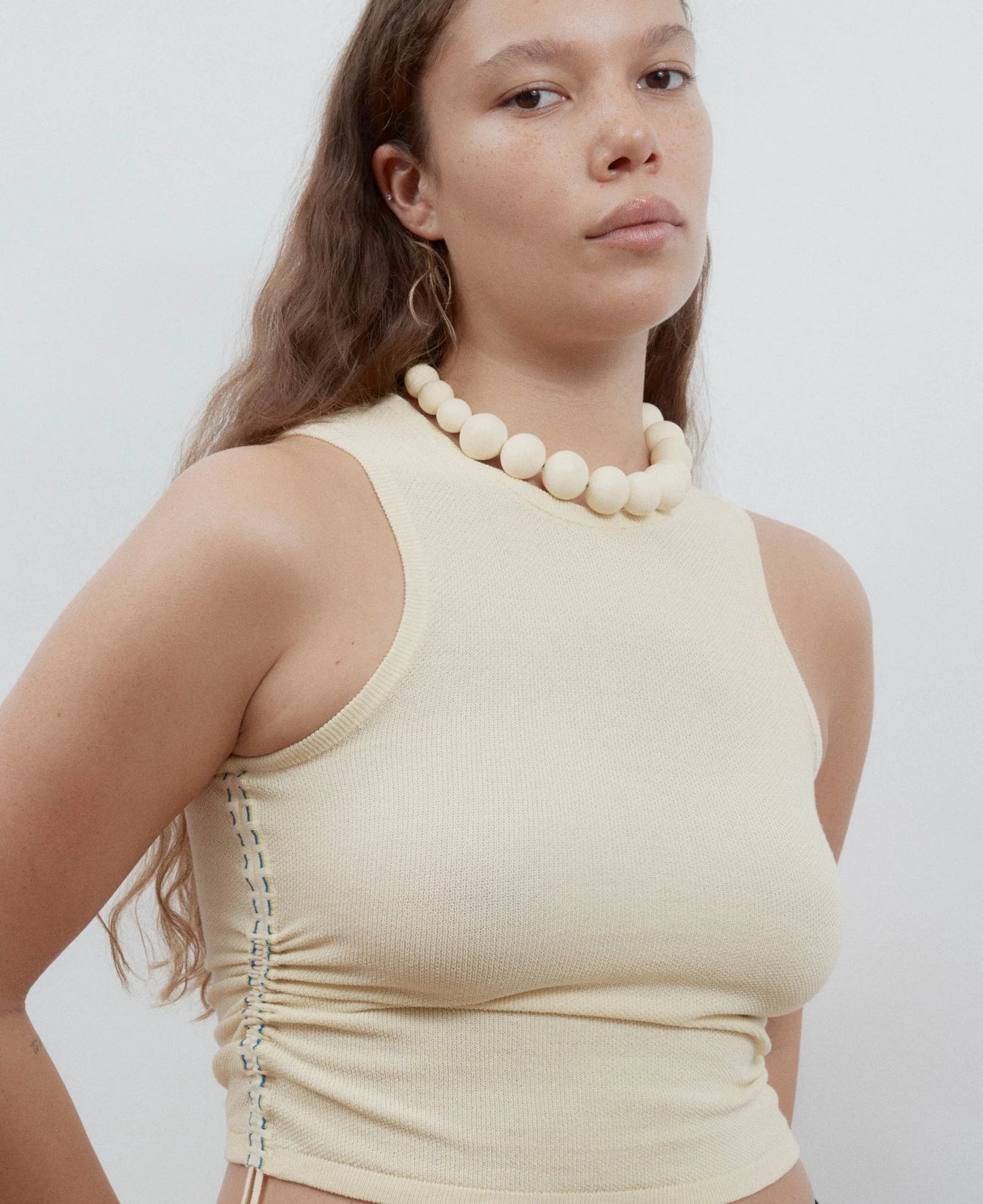 Organic Ruched Tank Vanilla