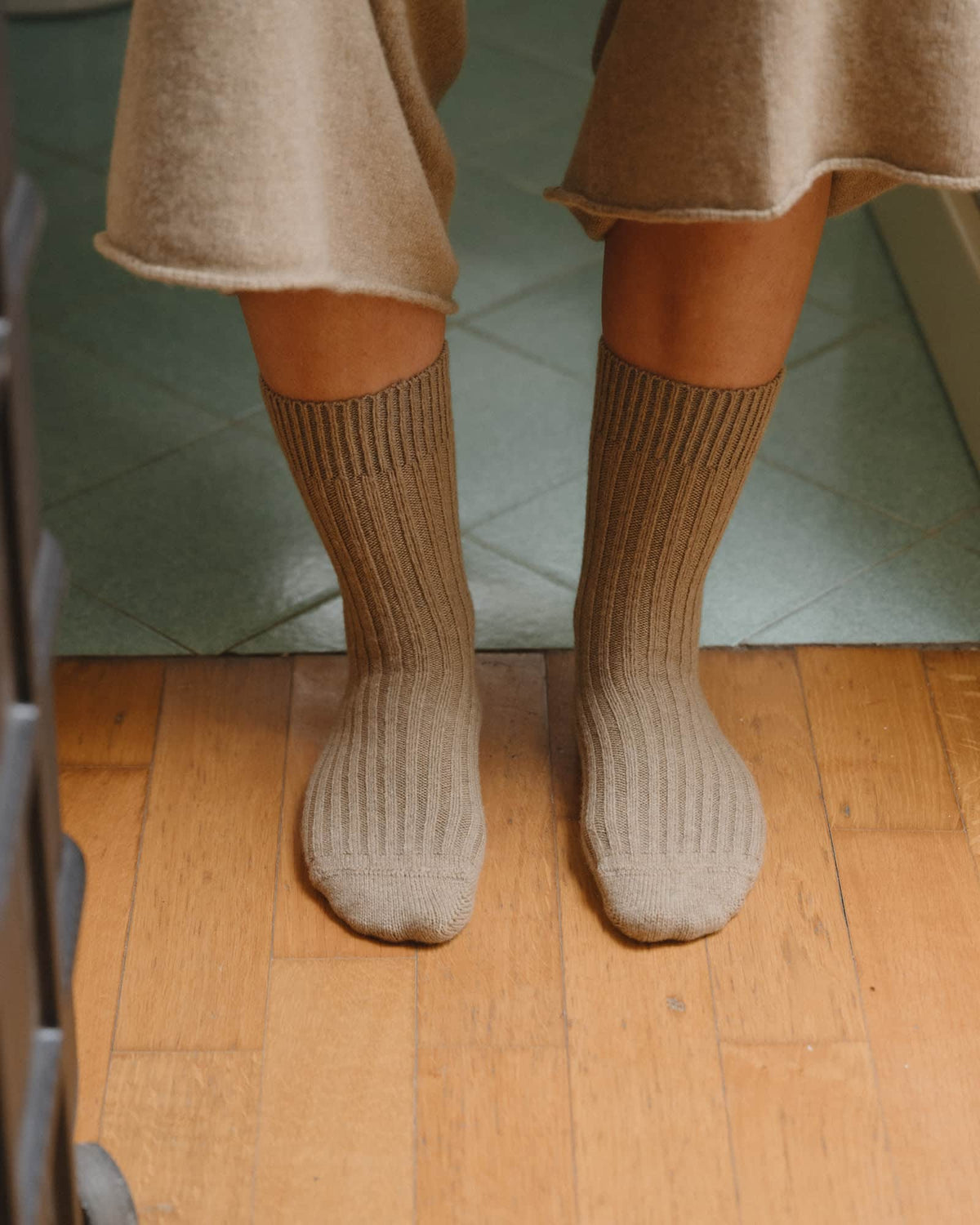 Rib Overankle Socks - Cashmere Rib