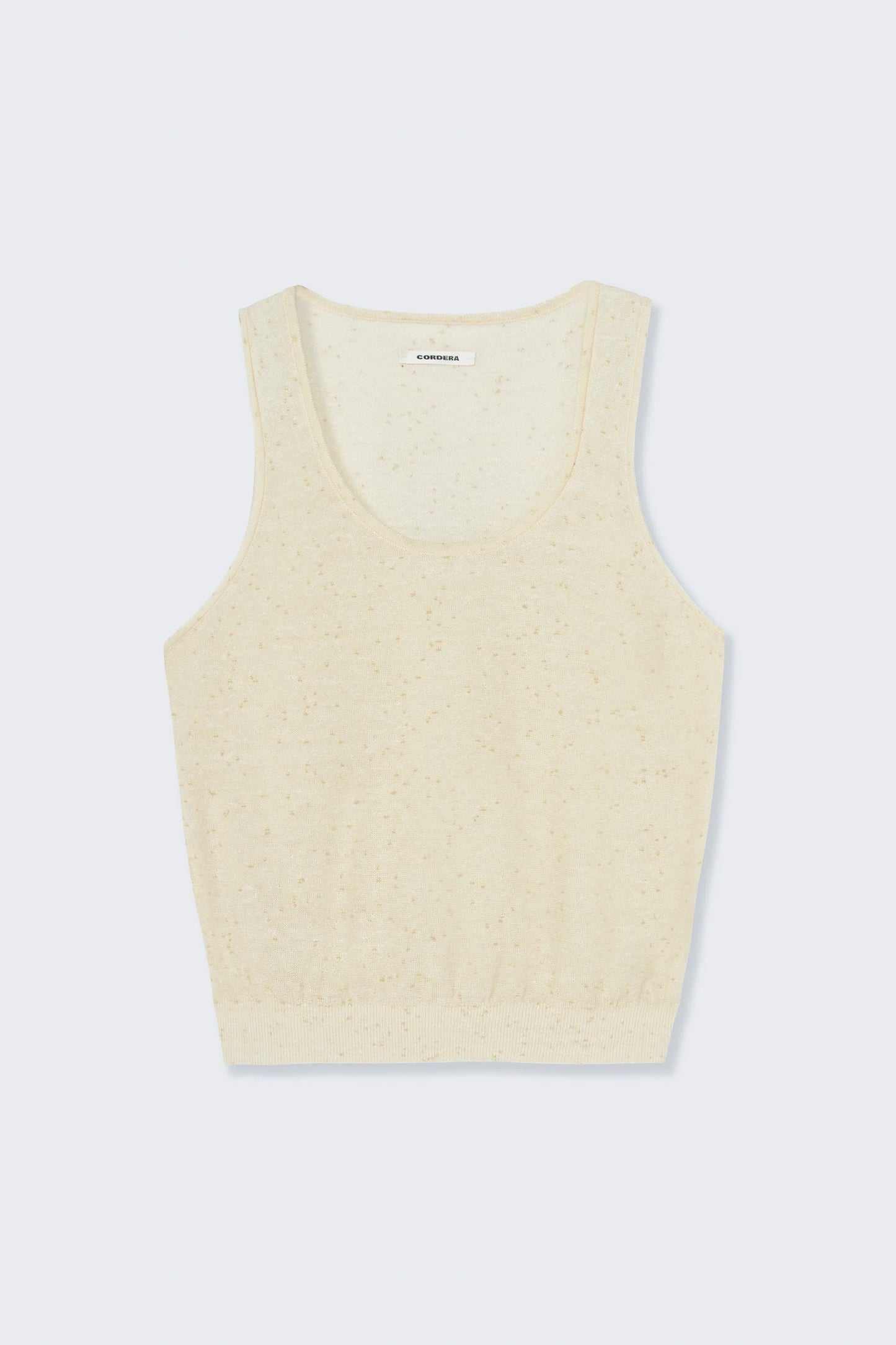 Linen & Cotton Flecked Tank Top - Cream