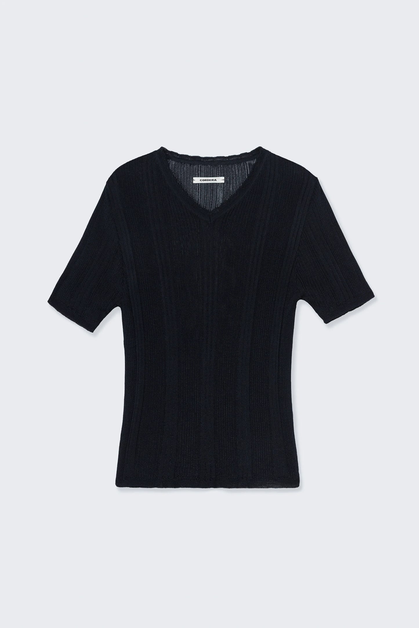 Ribbed Knit T-Shirt - Navy