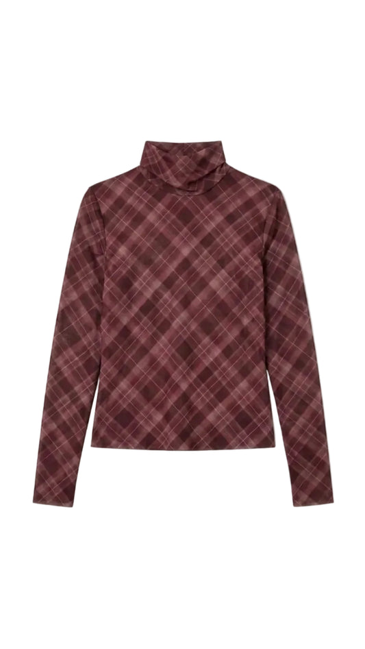 Lennon Turtleneck in Plum Plaid