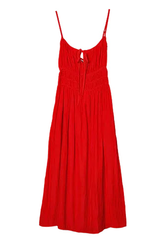 Red dress with thin straps on a white background