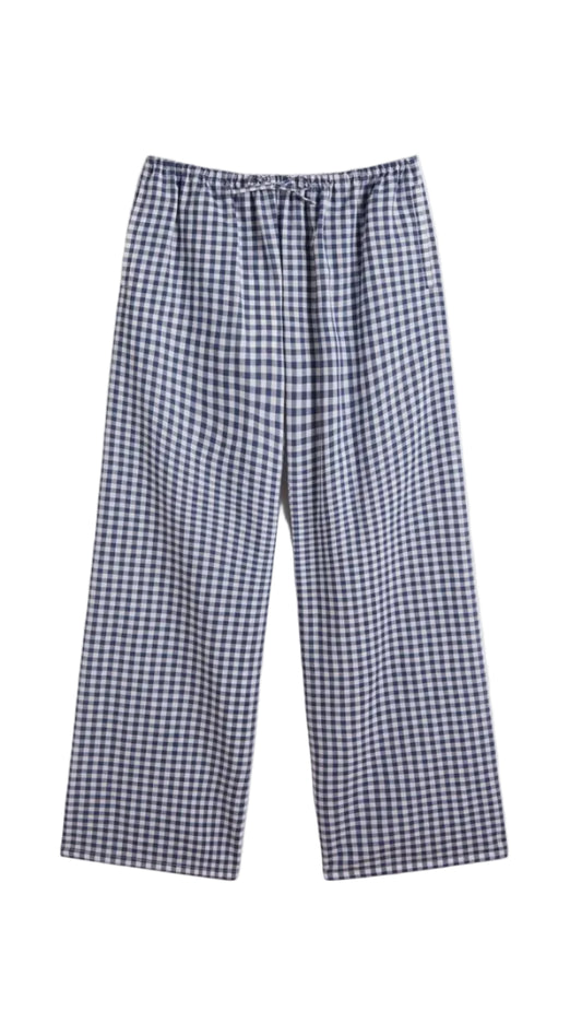 Pan Pants in Cotton Poplin - Small Navy Gingham
