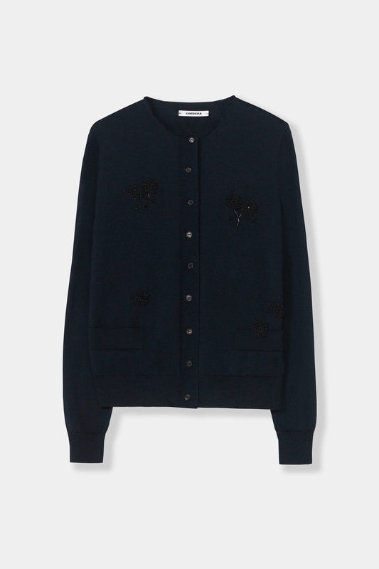 Merino Wool Embellished Cardigan