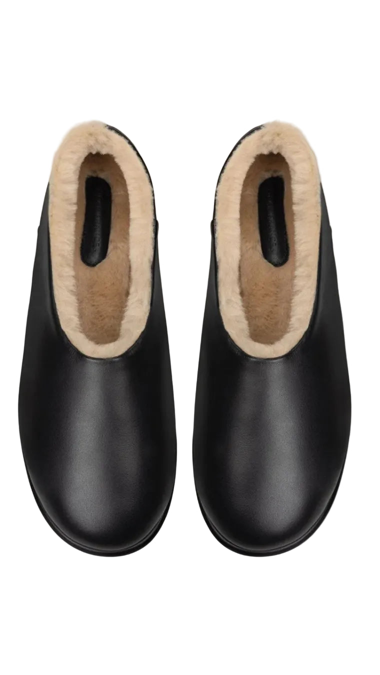 Vico Mule - Black with Shearling